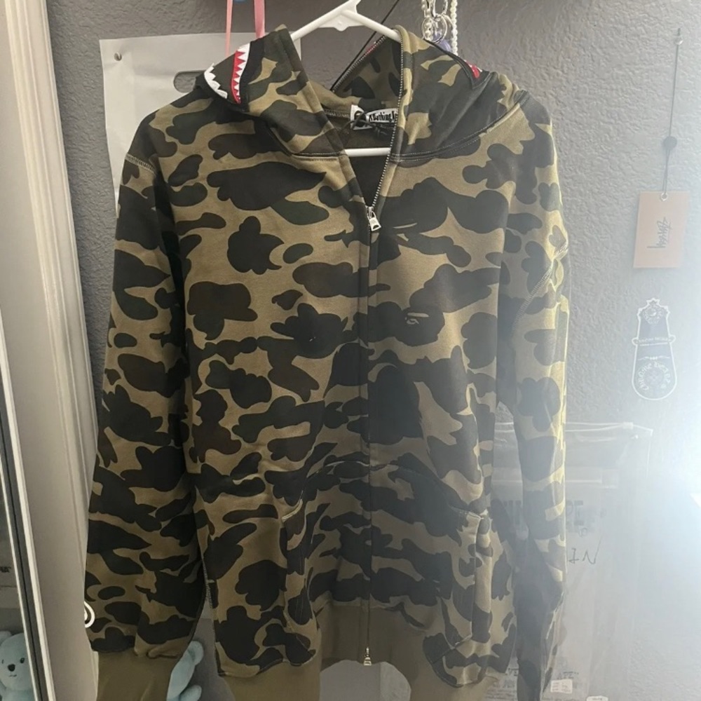 BAPE Camo Shark Full Zip Hoodie GREEN MEDIUM 100% AUTHENTIC
